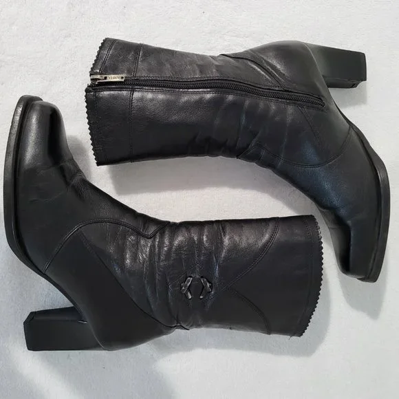 Janita Calf High Heeled Boots 22890, Black SZ 37 - Picture 5 of 15